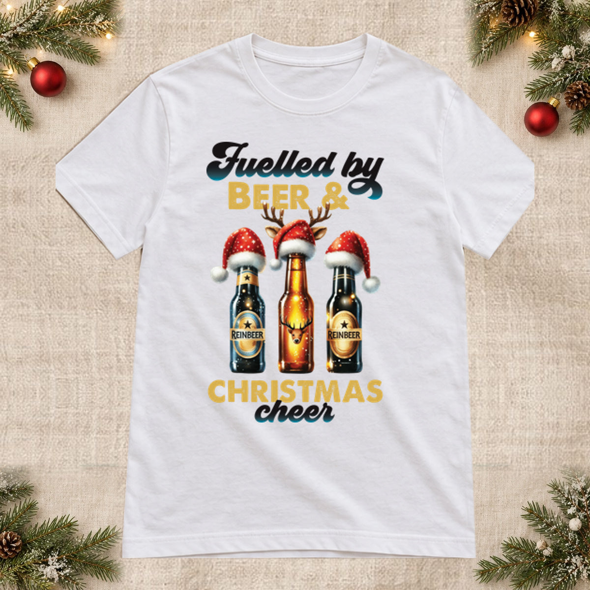 Tricou de Crăciun Christmas Fuel - Alb - imagine principală pătrată (mockup)