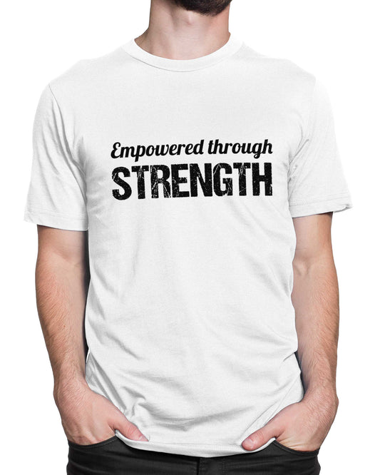 Tricou Funny Gym Empowered - Alb - tricou cu mesaj