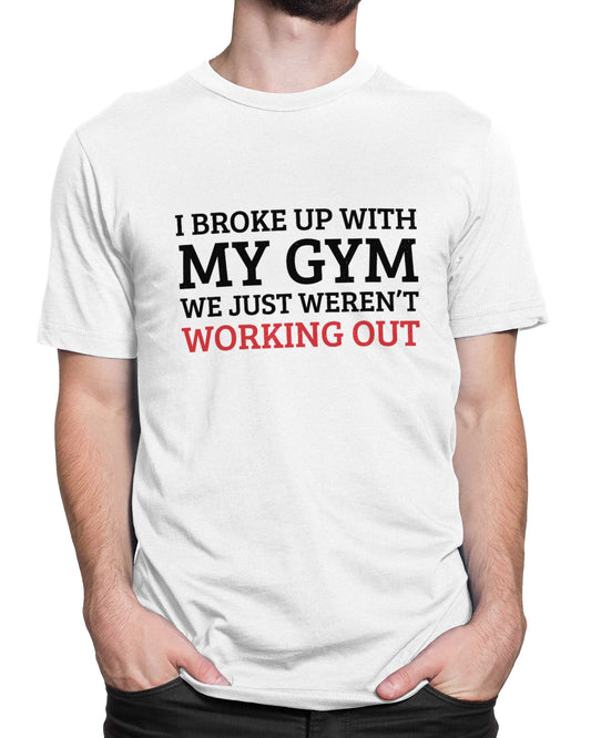 Tricou Funny Gym Gym Breakup - Alb - tricou cu mesaj