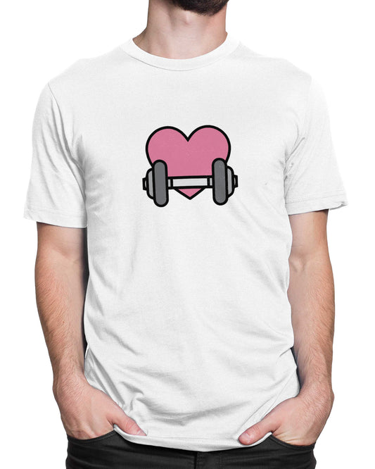 Tricou Funny Gym Gym Love - Alb - tricou cu mesaj