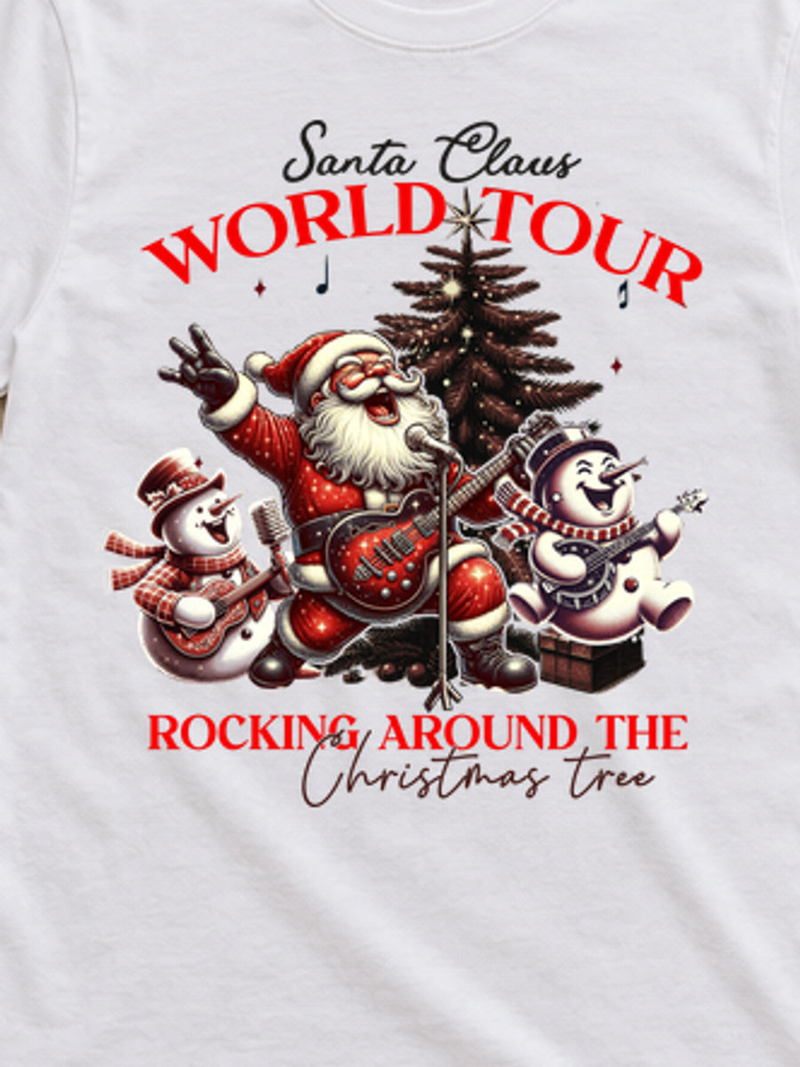 Tricou de Crăciun Rocking Christmas - Alb - detaliu grafică (mockup)
