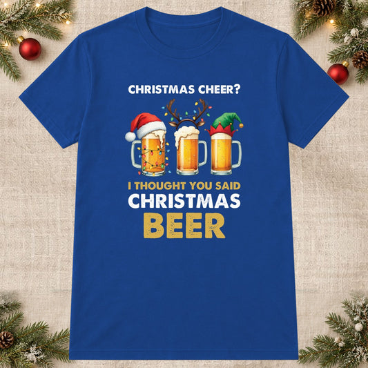 Tricou de Crăciun Christmas Beer - Albastru - imagine principală pătrată (mockup)