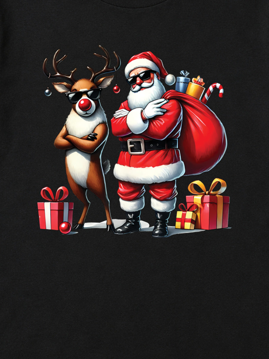 Tricou de Crăciun Christmas Style - Negru - detaliu grafică (mockup)