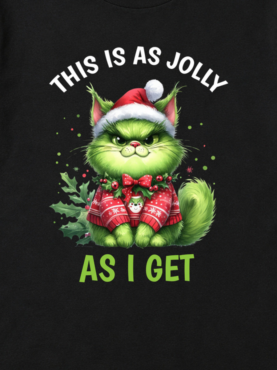 Tricou de Crăciun Get Jolly - Negru - detaliu grafică (mockup)