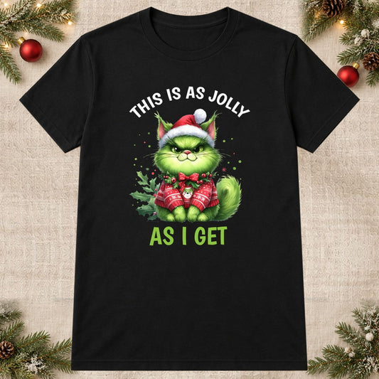 Tricou de Crăciun Get Jolly - Negru - imagine principală pătrată (mockup)