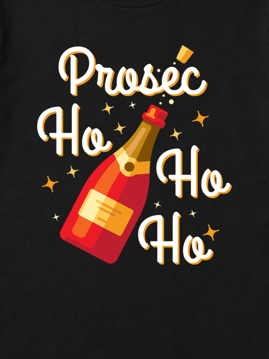 Tricou de Crăciun Prosec Ho - Negru - detaliu grafică (mockup)