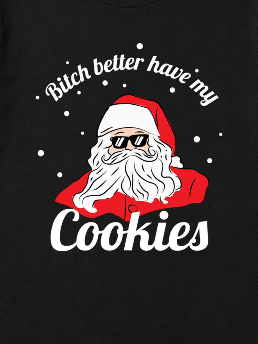Tricou de Crăciun Santa Cookies - Negru - detaliu grafică (mockup)