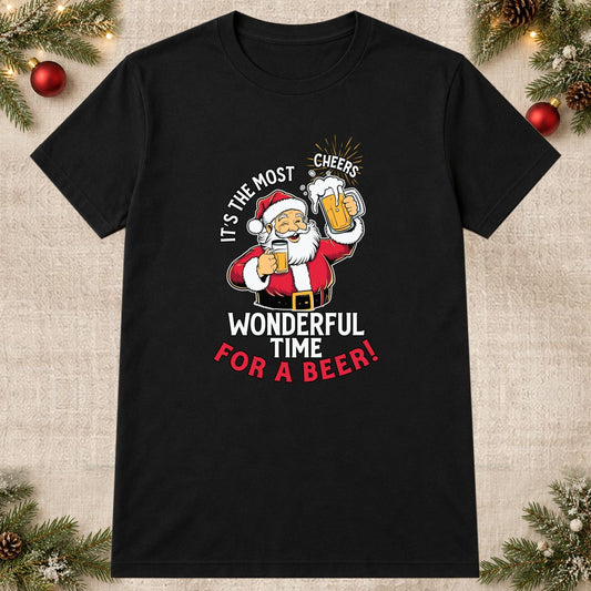 Tricou de Crăciun Wonderful Time - Negru - imagine principală pătrată (mockup)