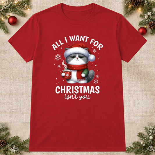Tricou de Crăciun All I Want - Roșu - imagine principală pătrată (mockup)