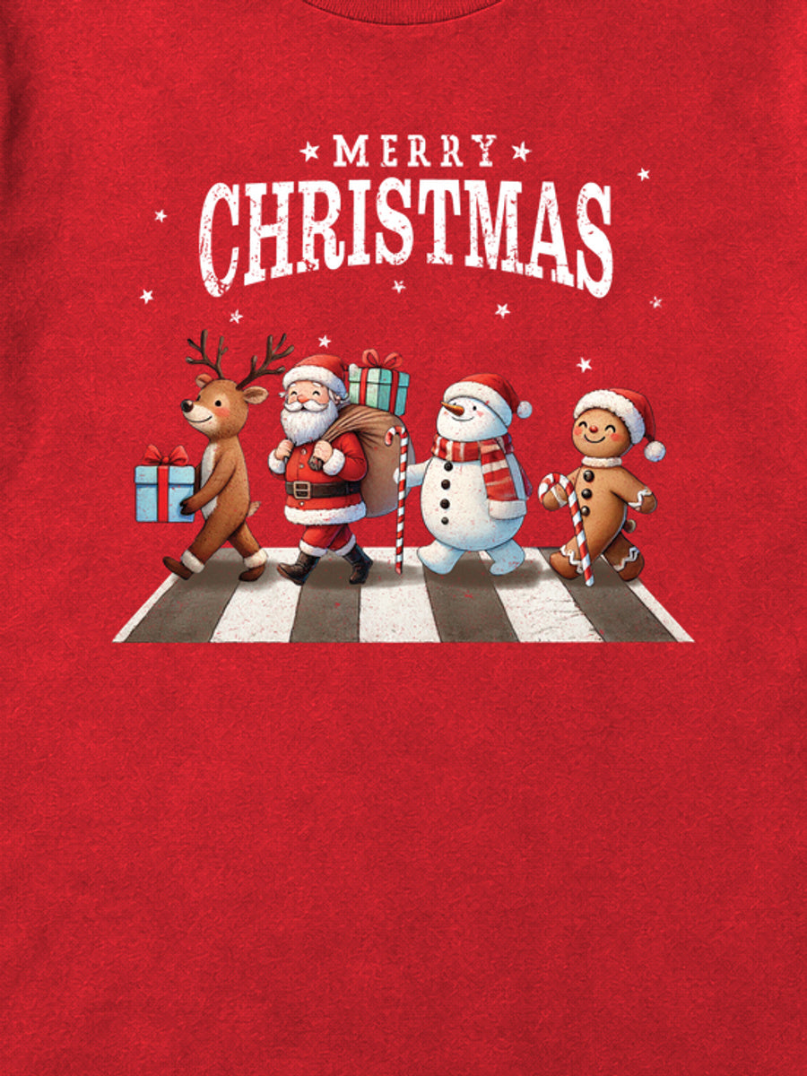 Tricou de Crăciun Christmas Band - Roșu - detaliu grafică (mockup)