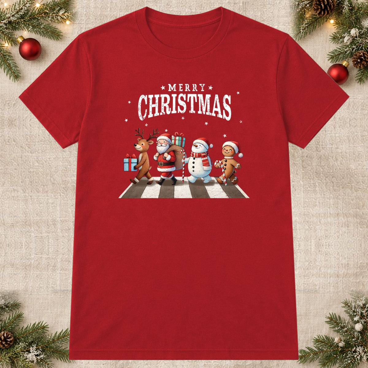 Tricou de Crăciun Christmas Band - Roșu - imagine principală pătrată (mockup)