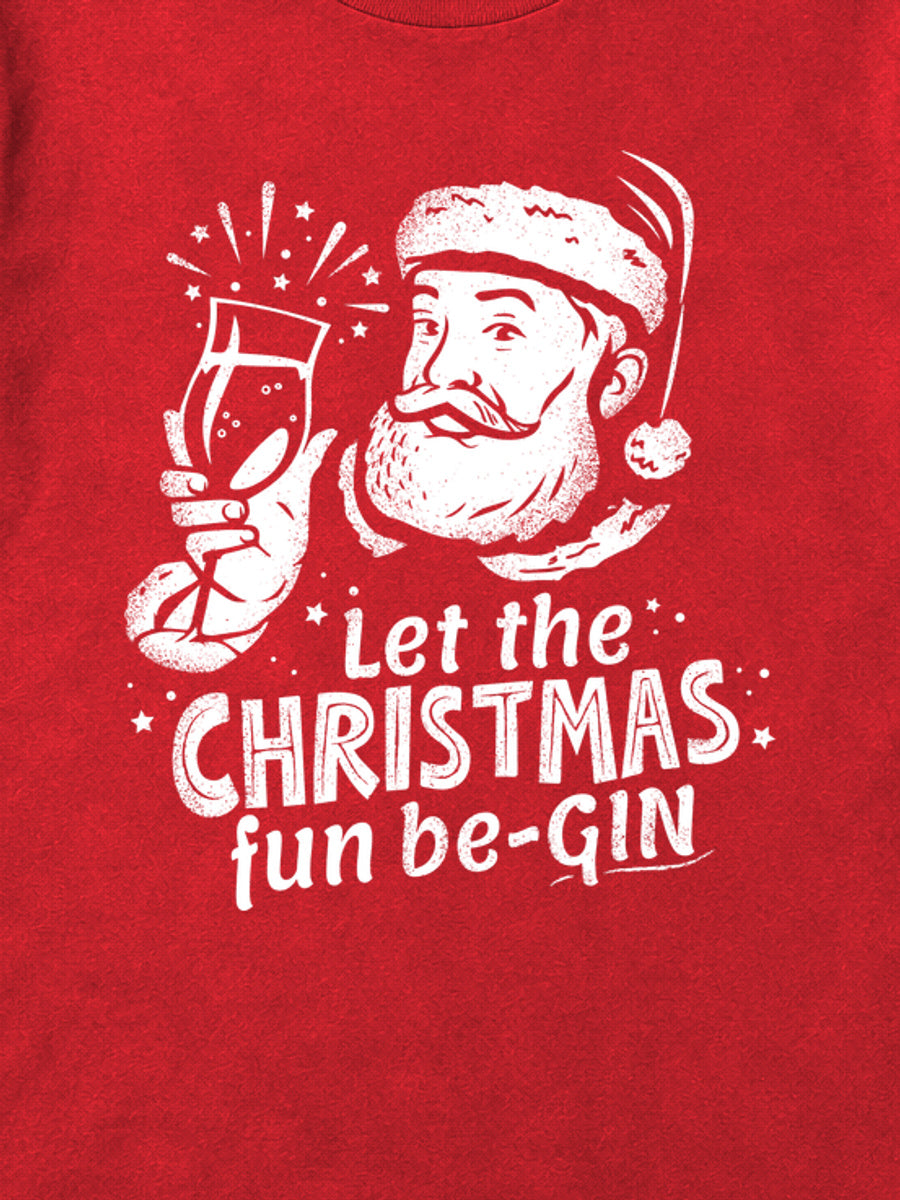 Tricou de Crăciun Christmas Gin - Roșu - detaliu grafică (mockup)
