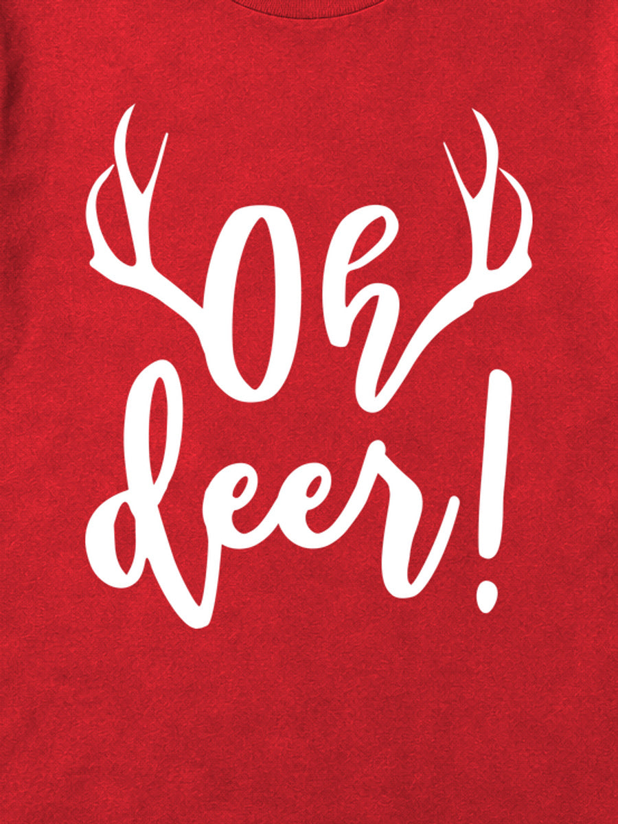 Tricou de Crăciun Oh Deer - Roșu - detaliu grafică (mockup)