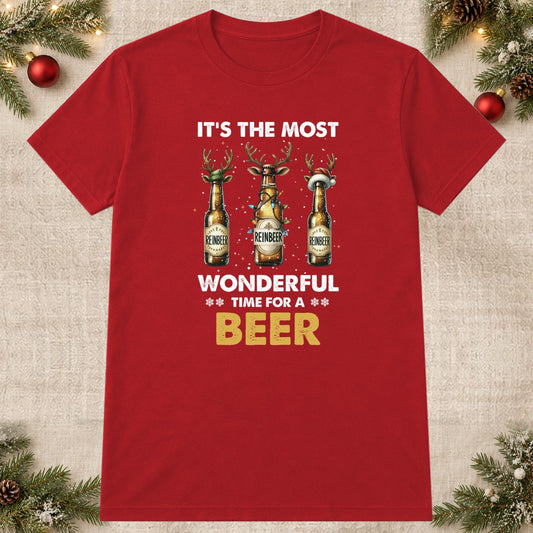 Tricou de Crăciun Wonderful Beer - Roșu - imagine principală pătrată (mockup)