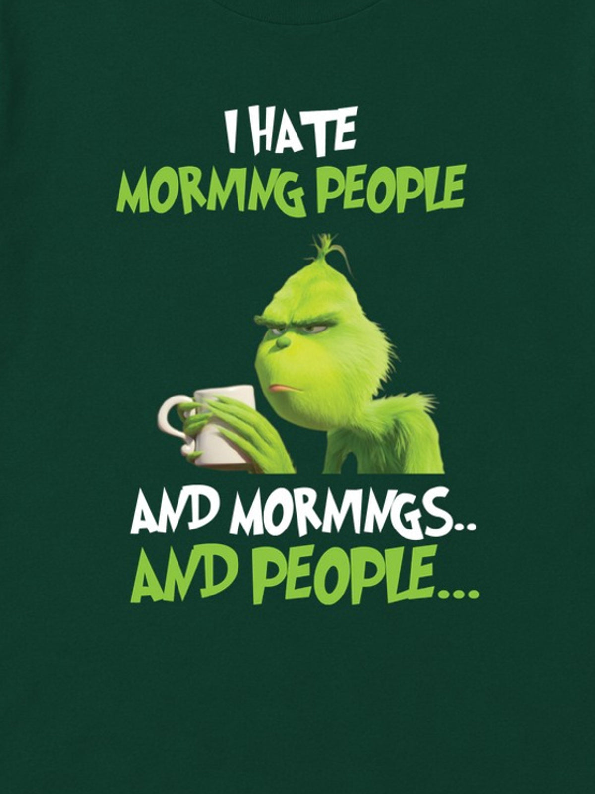 Tricou de Crăciun I Hate Morning People - Bottle Green - detaliu grafică 3:4 [secondary-3x4-20261020]