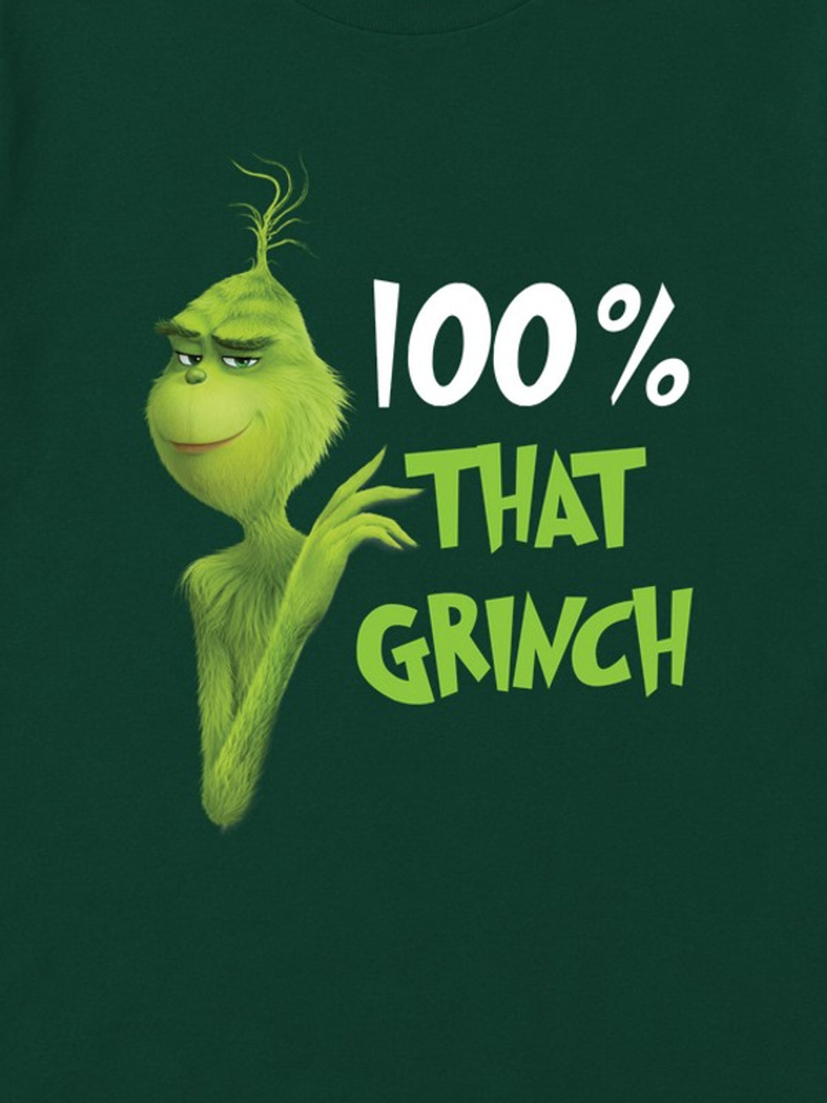 Tricou de Crăciun 100% That Grinch - Bottle Green - detaliu grafică 3:4 [secondary-3x4-20261020]