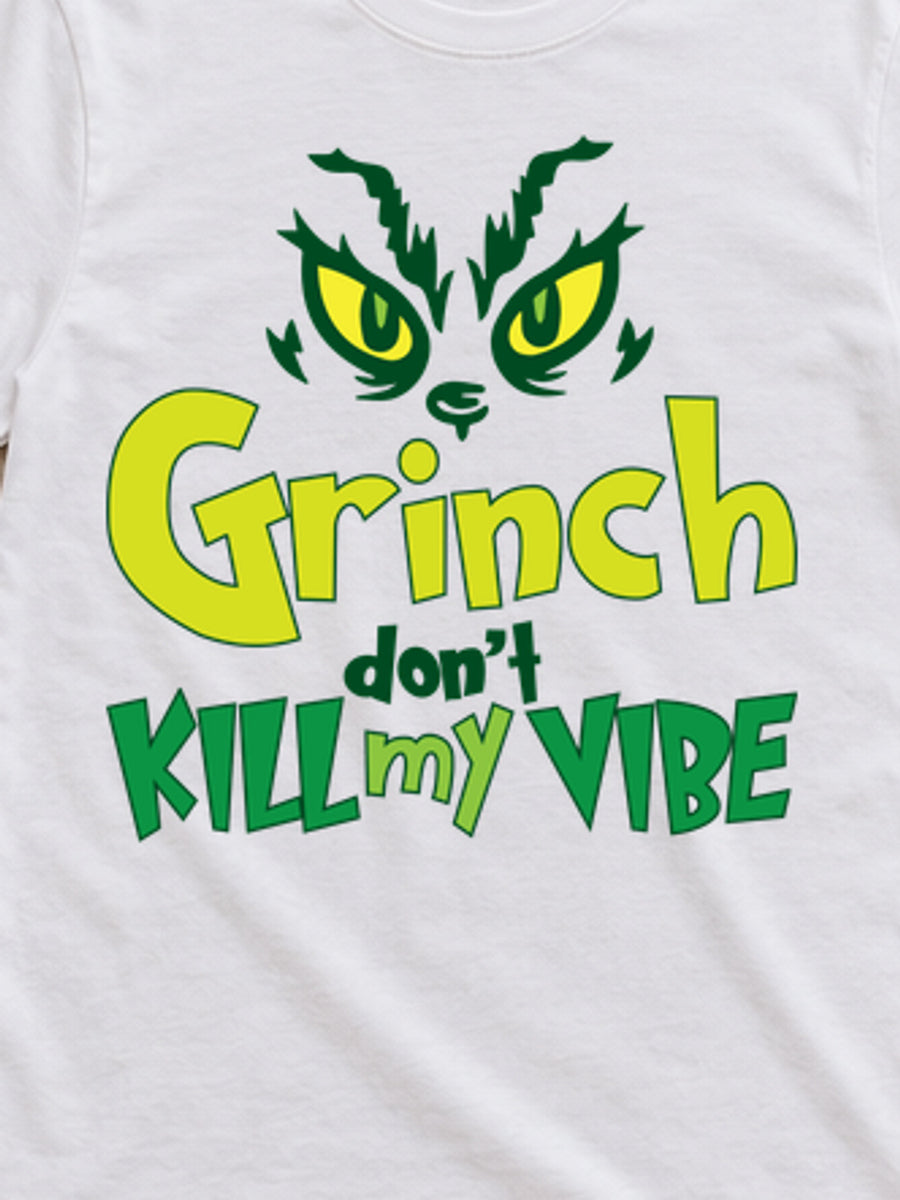Tricou de Crăciun Christmas Grinch Vibes - Alb - detaliu grafică 3:4, alb curat fără Heather (mockup)