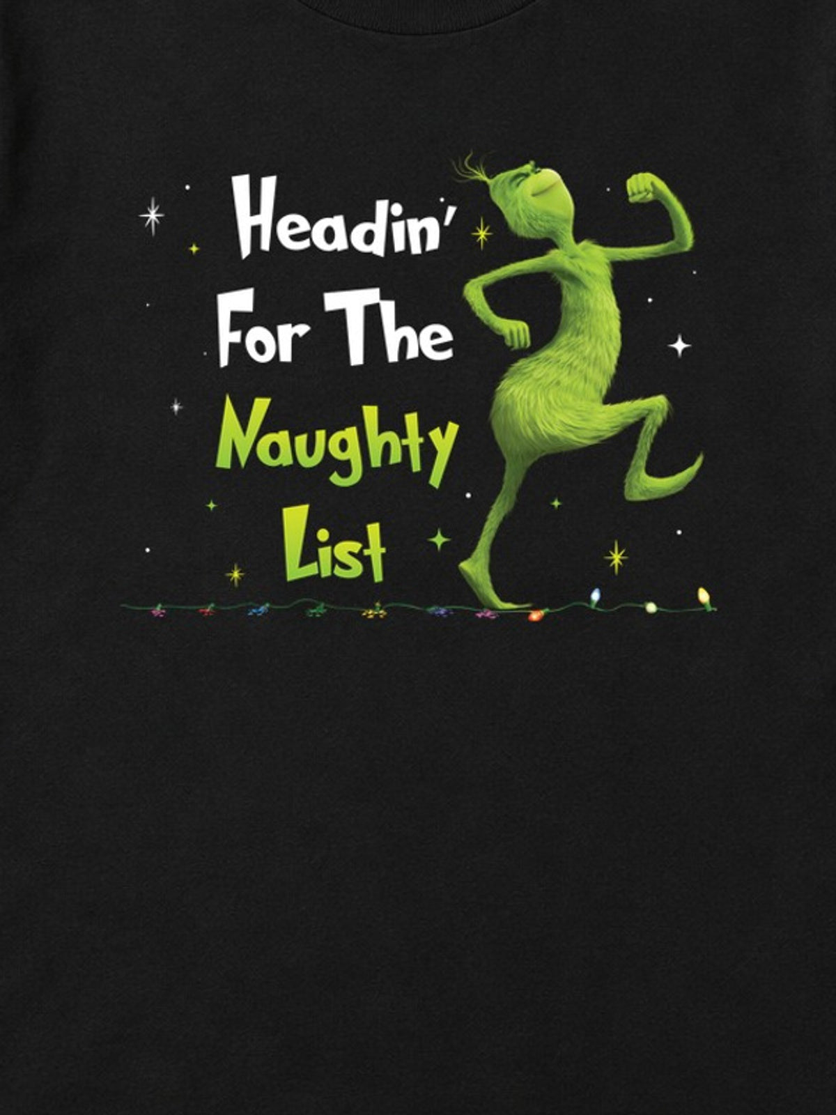 Tricou de Crăciun Naughty List - Negru - detaliu grafică 3:4 [secondary-3x4-20261020]