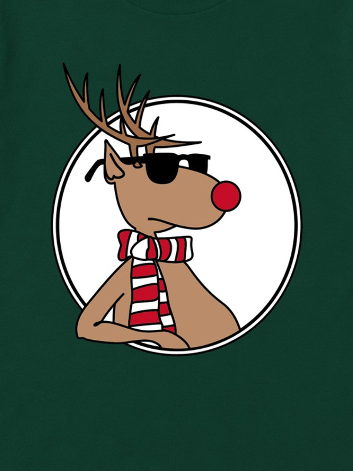 Tricou de Crăciun Cool Reindeer - Bottle Green - detaliu grafică 3:4 [secondary-3x4-20261020]