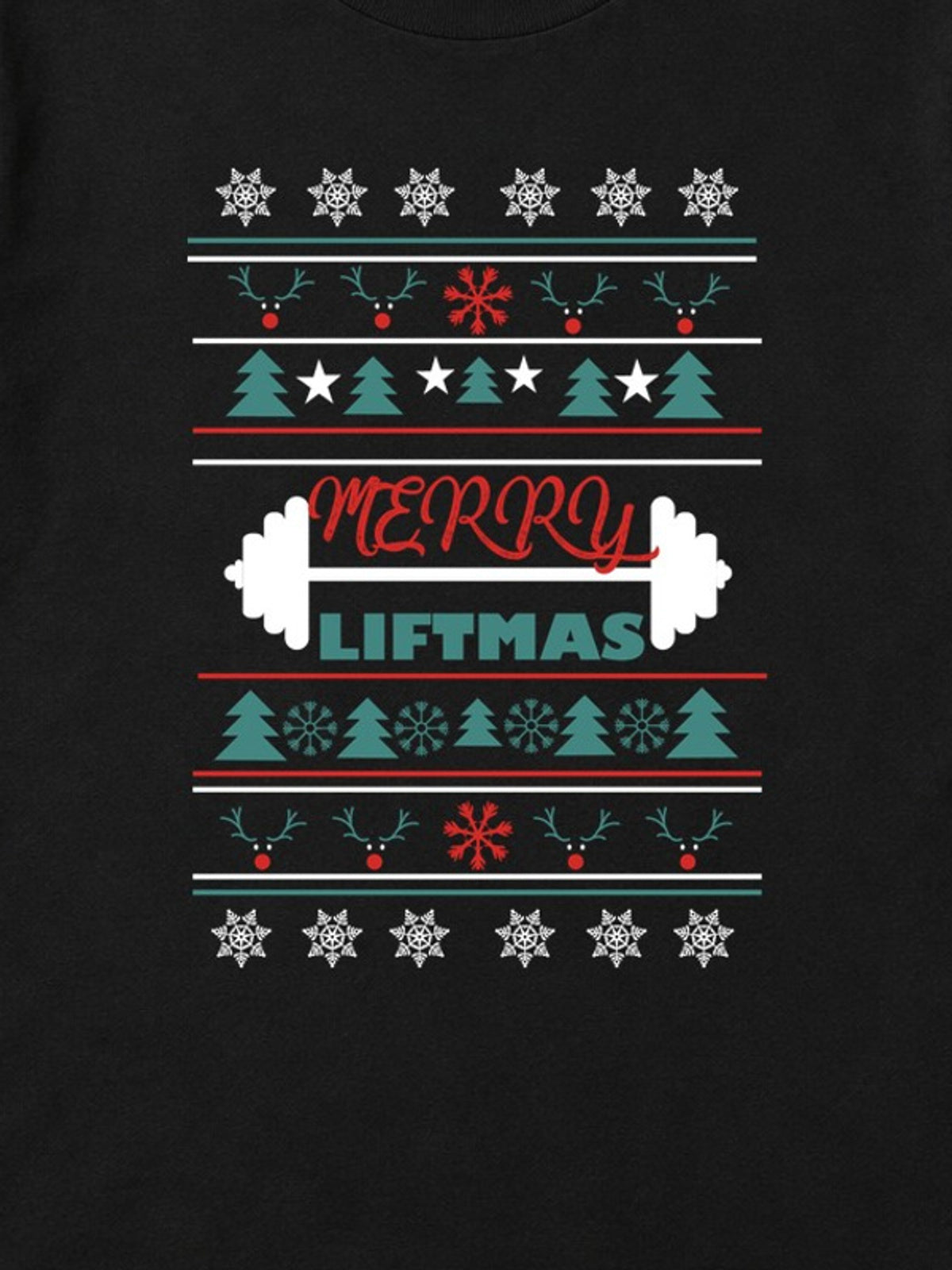 Tricou de Crăciun Merry Liftmas Halteră - Negru - detaliu grafică 3:4 [secondary-3x4-20261020]
