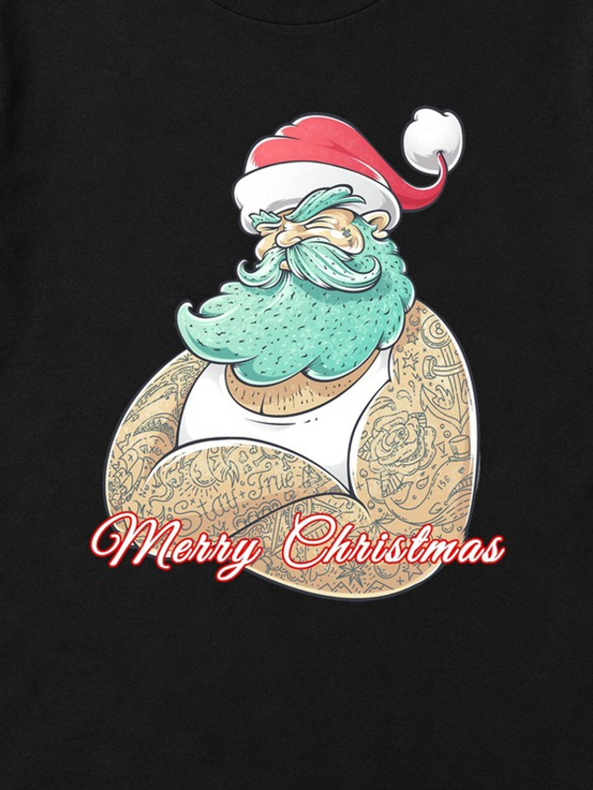 Tricou de Crăciun Merry Christmas Santa - Negru - detaliu grafică 3:4 [secondary-3x4-20261020]