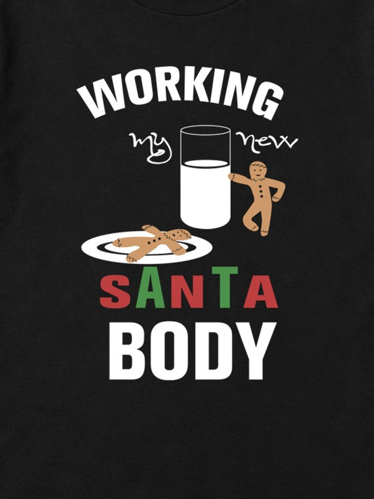 Tricou de Crăciun Working on My Santa Body - Negru - detaliu grafică 3:4 [secondary-3x4-20261020]