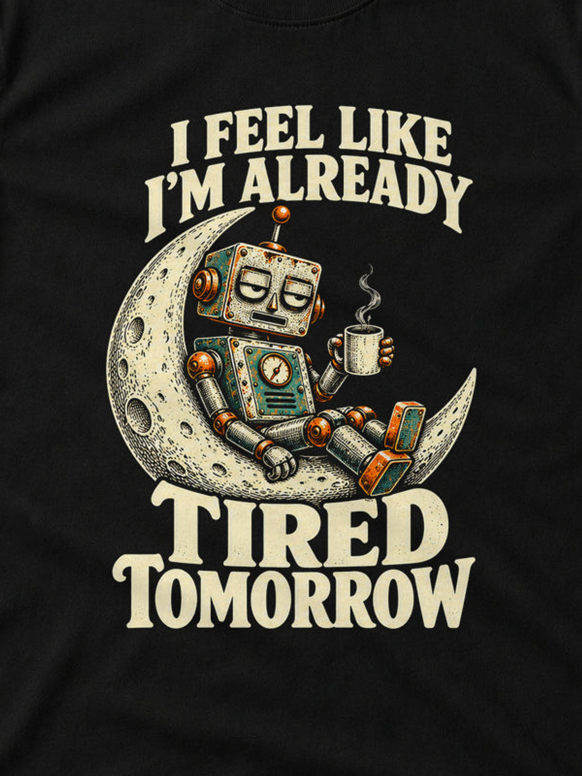 Tricou Already Tired Tomorrow - Negru - detaliu decupat din imaginea principală (3:4)