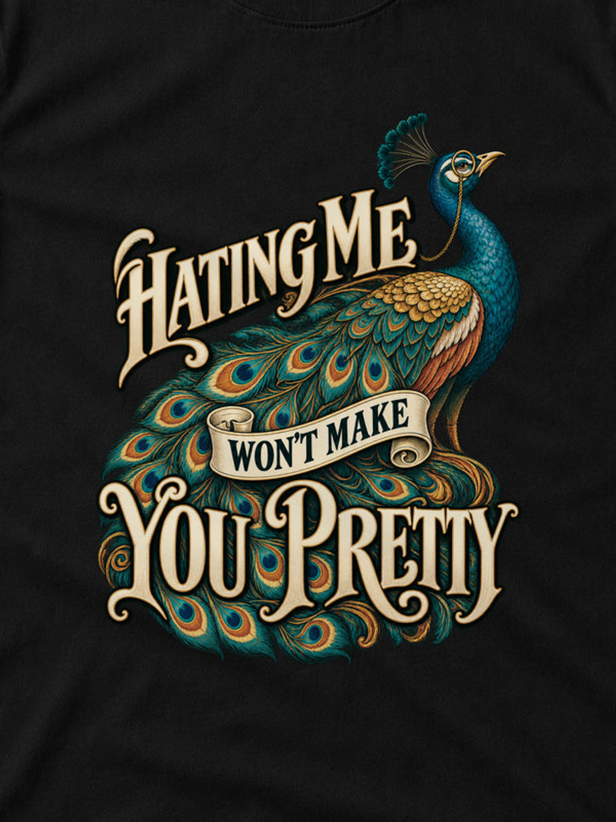 Tricou Hating Me Won’t Make You Pretty - Negru - detaliu decupat din imaginea principală (3:4)