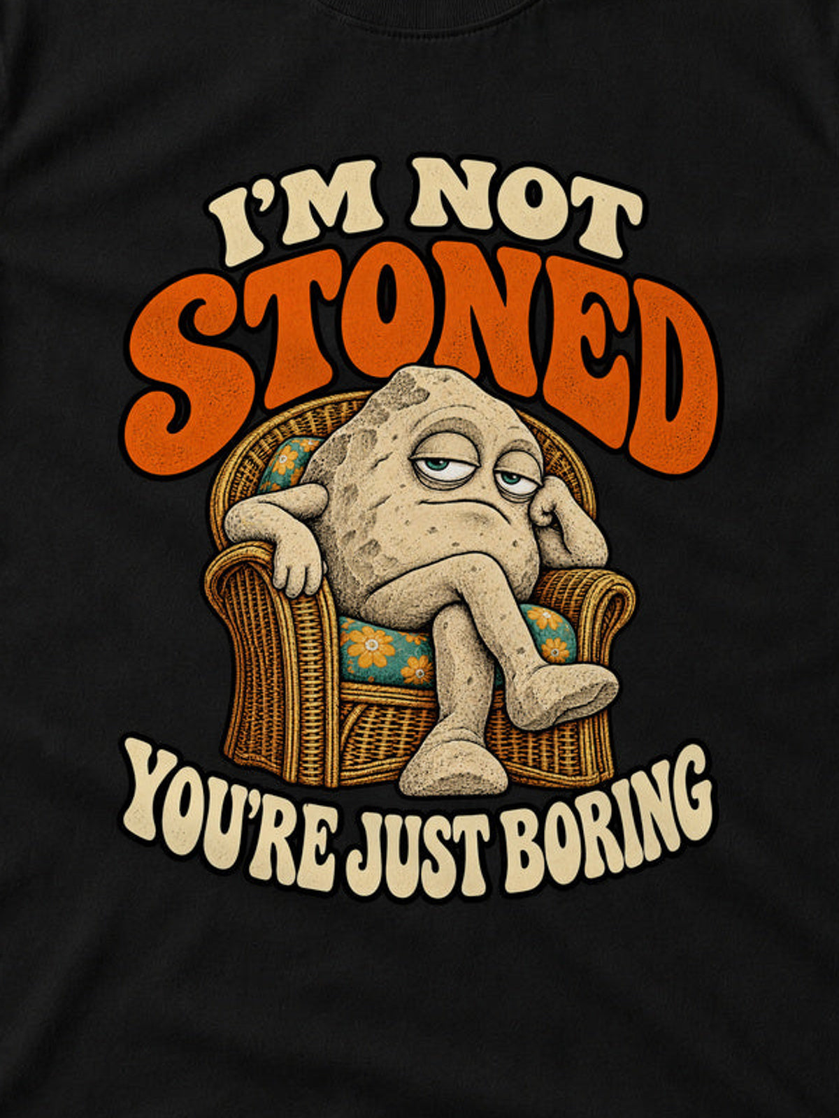 Tricou You’re Just Boring - Negru - detaliu decupat din imaginea principală (3:4)
