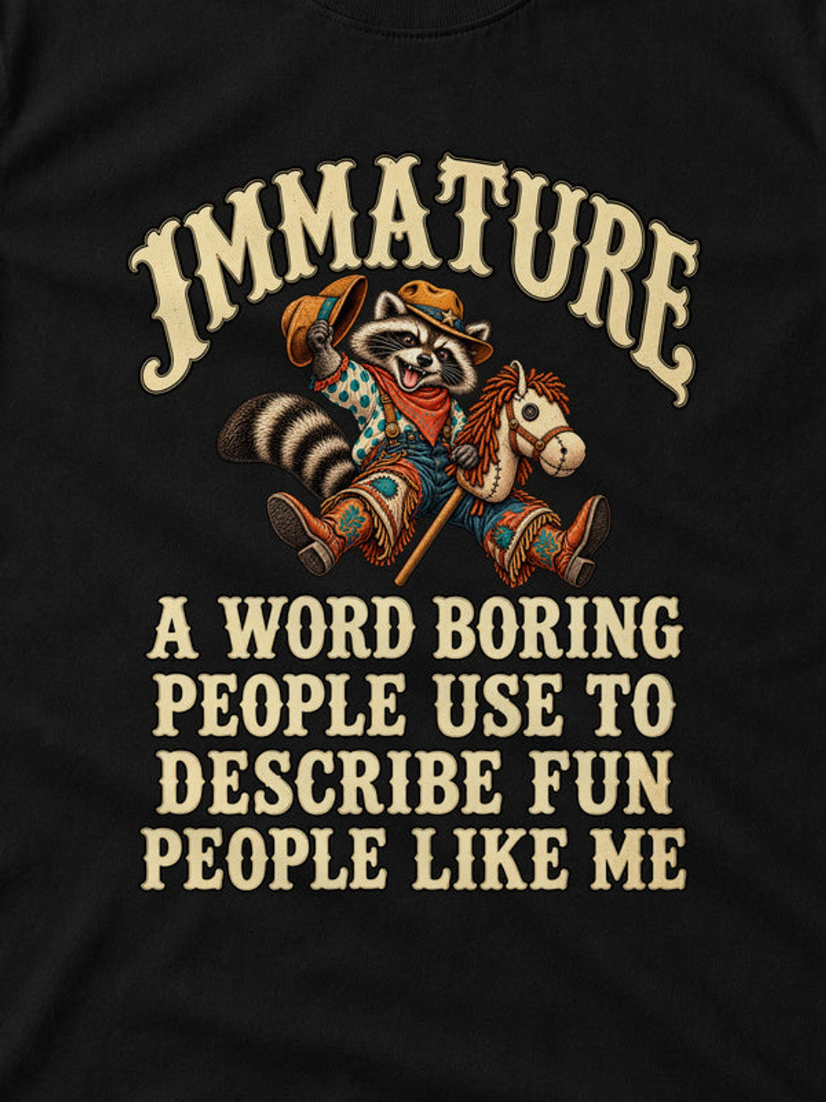 Tricou Immature and Fun - Negru - detaliu decupat din imaginea principală (3:4)
