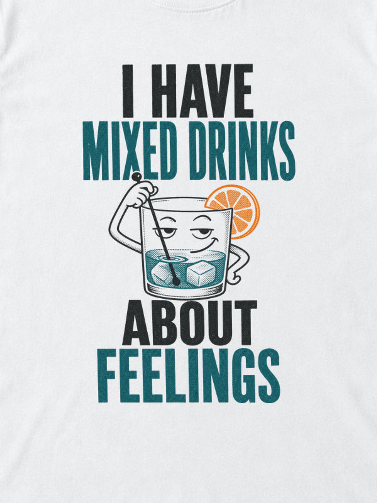 Tricou Mixed Drinks About Feelings - Alb - detaliu decupat din imaginea principală (3:4)