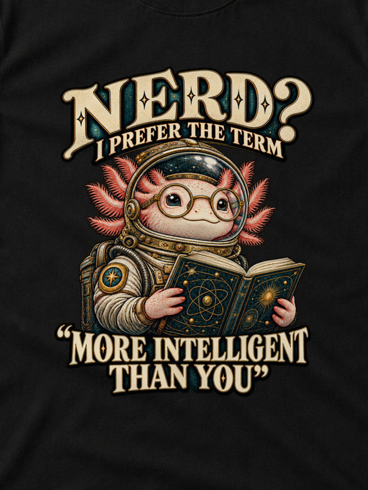 Tricou Nerd - More Intelligent Than You - Negru - detaliu decupat din imaginea principală (3:4)