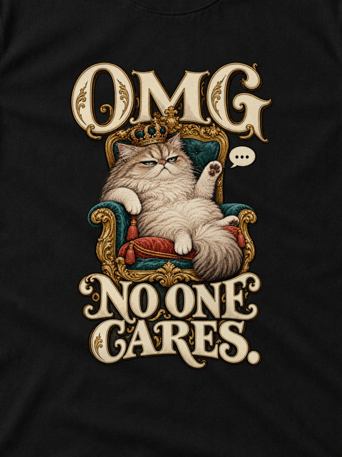 Tricou OMG No One Cares - Negru - detaliu decupat din imaginea principală (3:4)