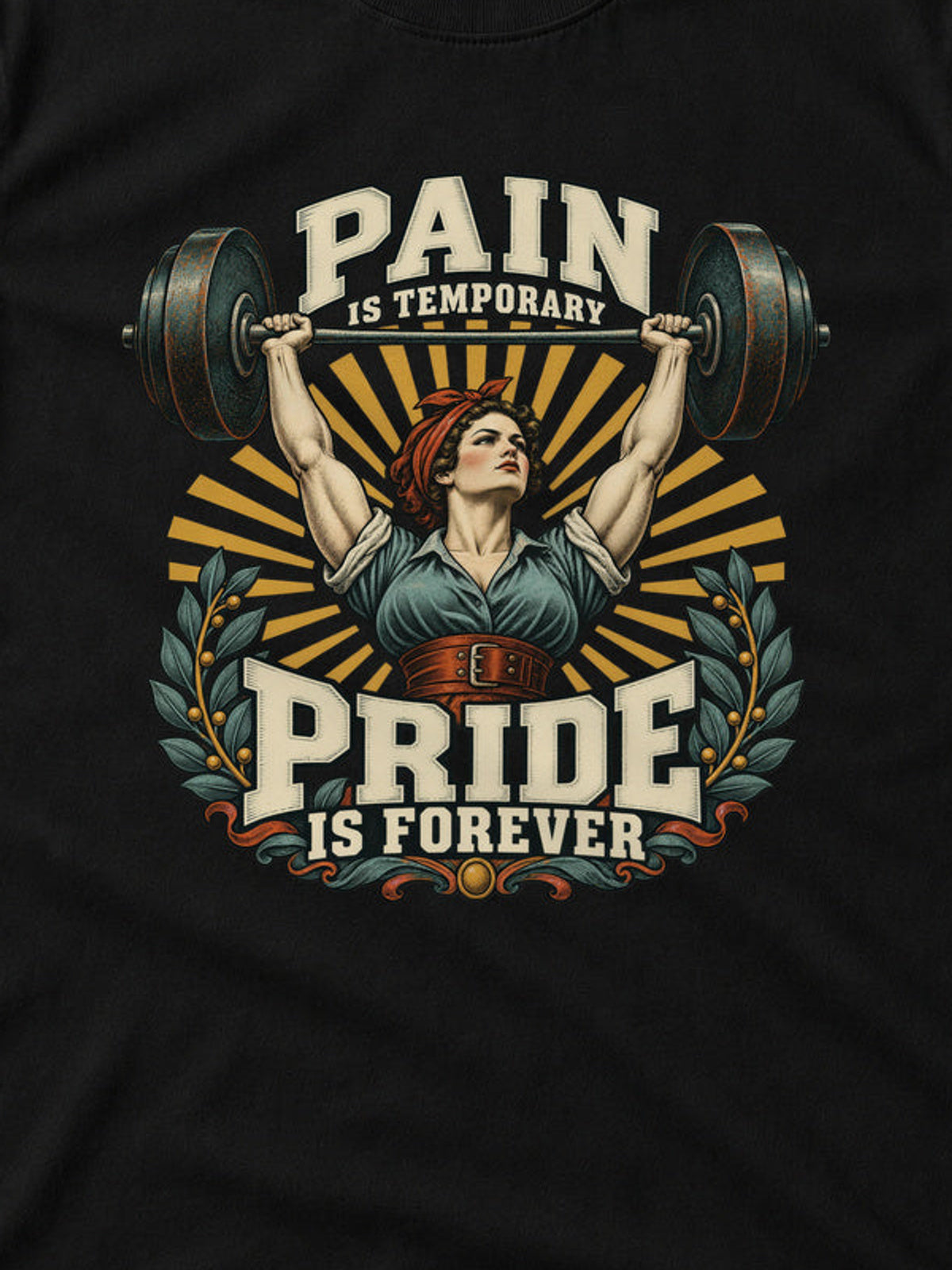 Tricou Pain Is Temporary, Pride Is Forever - Negru - detaliu decupat din imaginea principală (3:4)