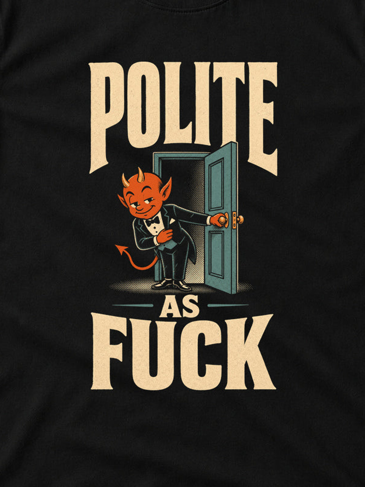 Tricou Polite As Fuck - Negru - detaliu decupat din imaginea principală (3:4)