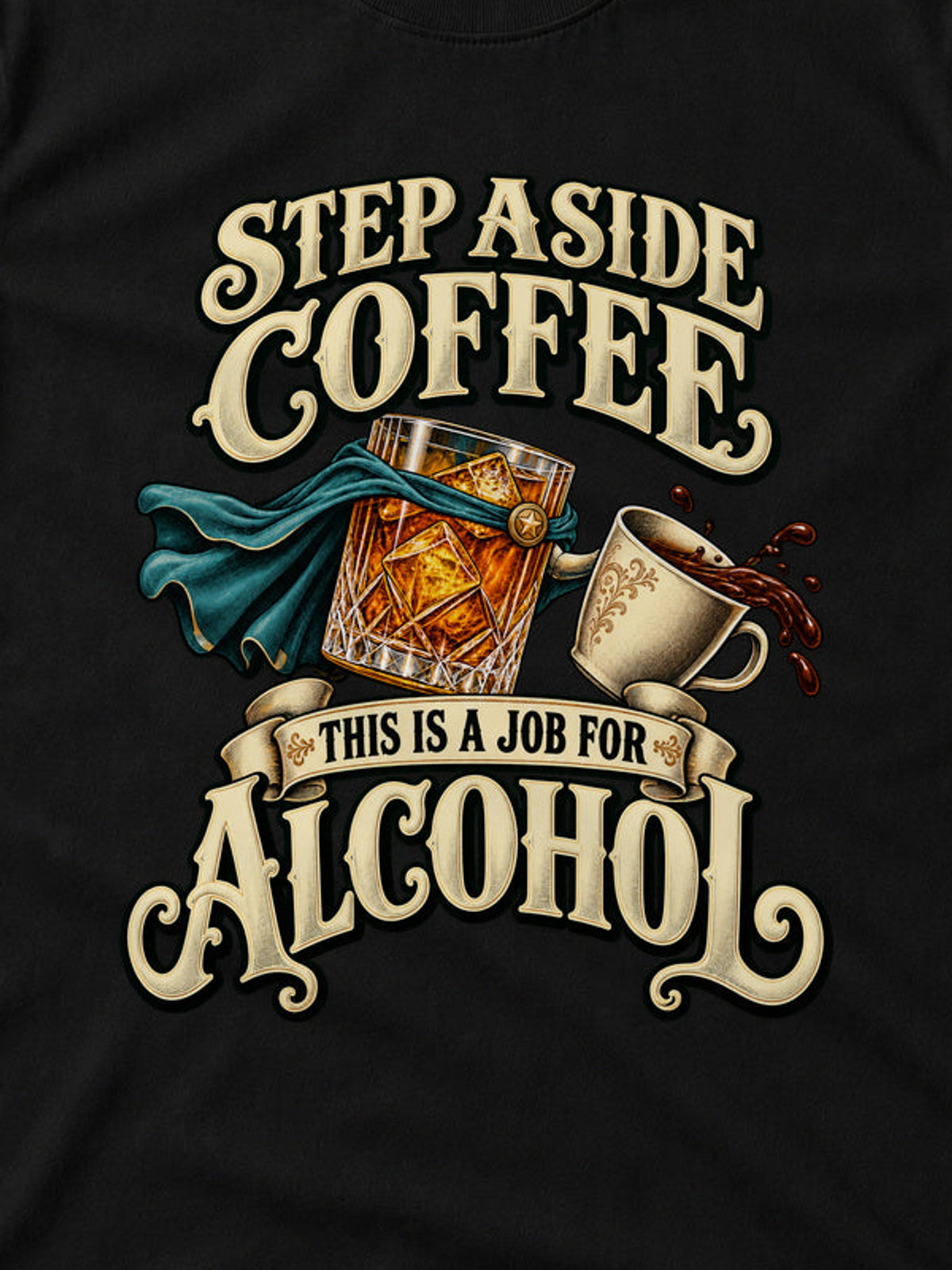 Tricou Step Aside Coffee - Negru - detaliu decupat din imaginea principală (3:4)