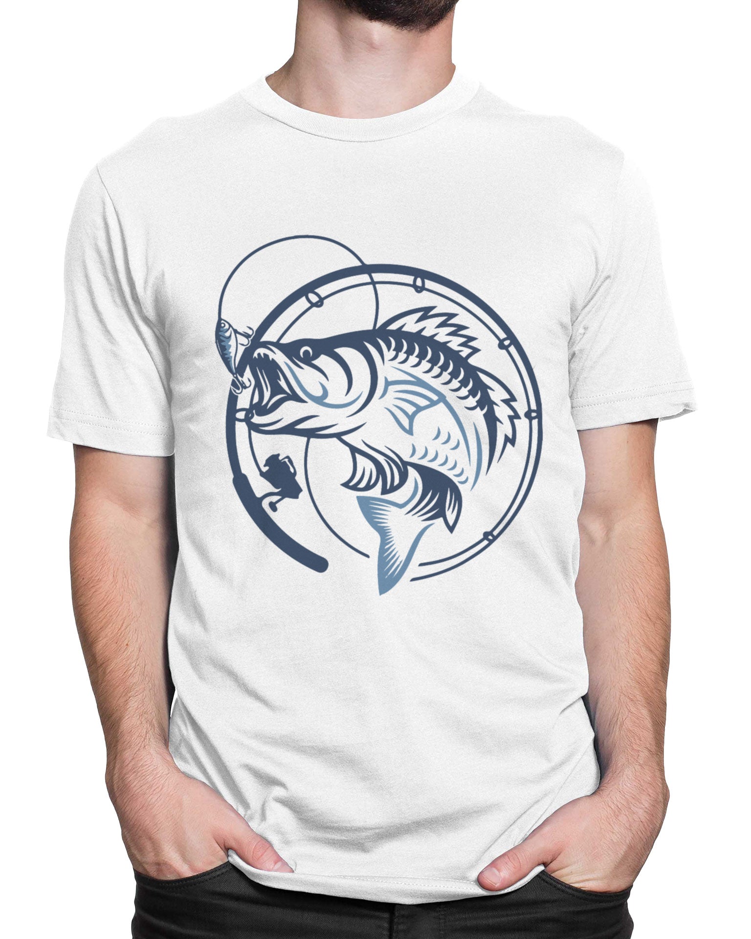 Tricou Pescar Blue Fish - Alb - tricou cu mesaj