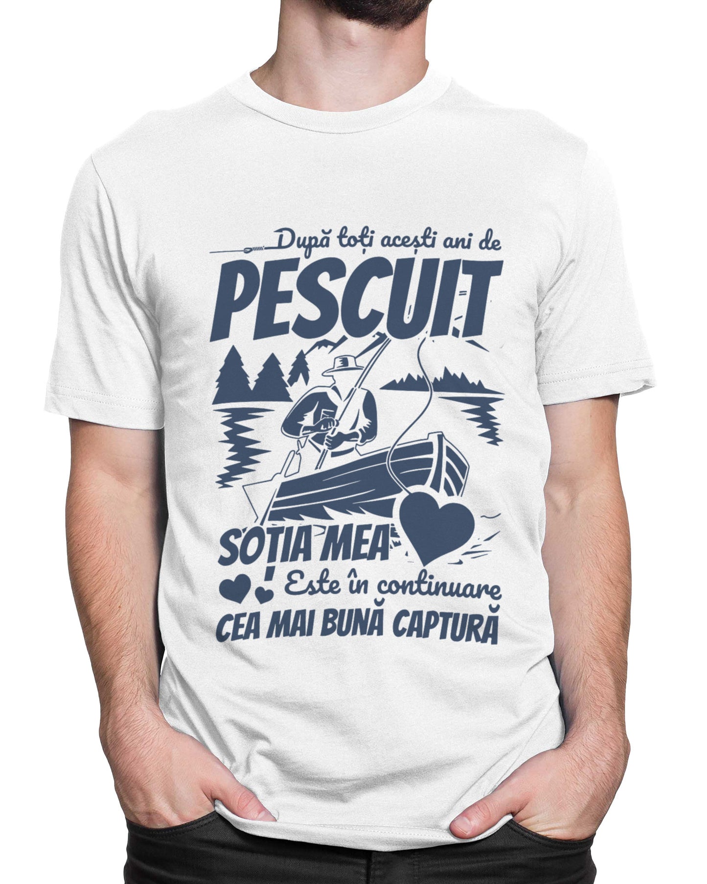 Tricou Pescar Cea Mai Bună Captură - Alb - tricou cu mesaj
