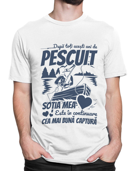 Tricou Pescar Cea Mai Bună Captură - Alb - tricou cu mesaj