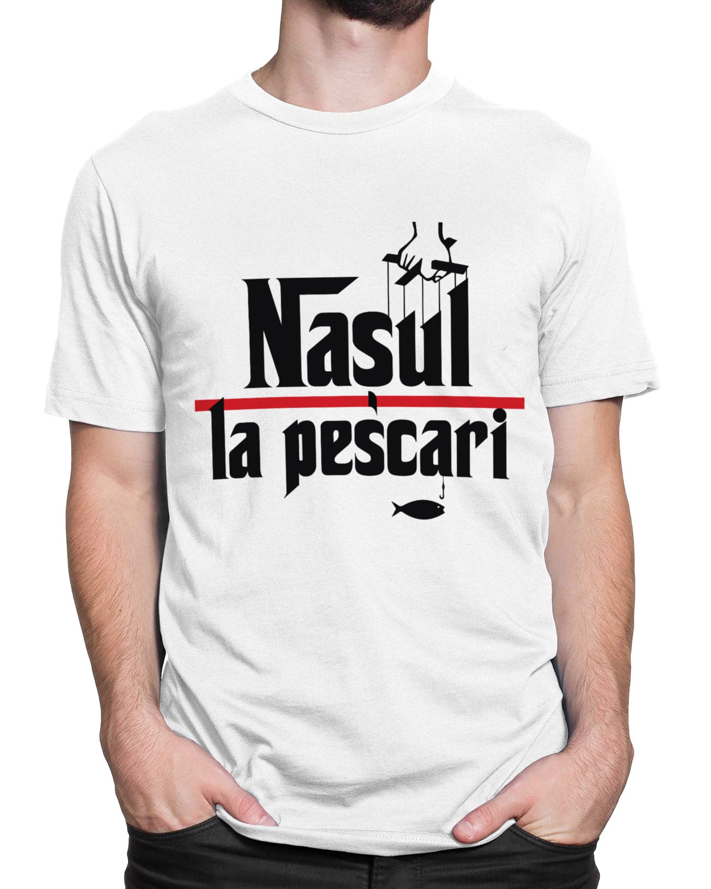 Tricou Pescar Nasul La Pescari - Alb - tricou cu mesaj
