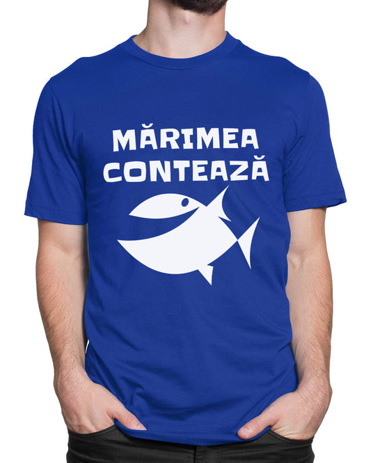 Tricou Pescar Mărimea Contează - Albastru - tricou cu mesaj
