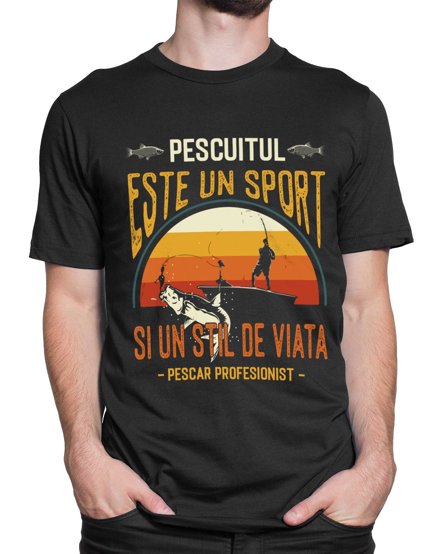 Tricou Pescar Pescar Profesionist - Negru - tricou cu mesaj