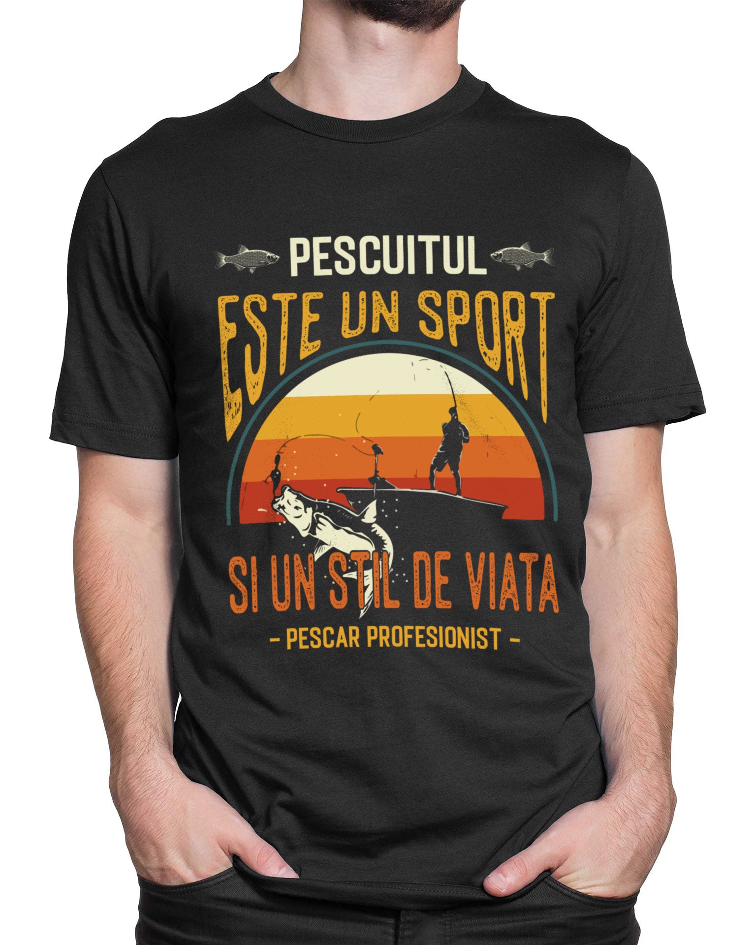 Tricou Pescar Pescar Profesionist - Negru - tricou cu mesaj