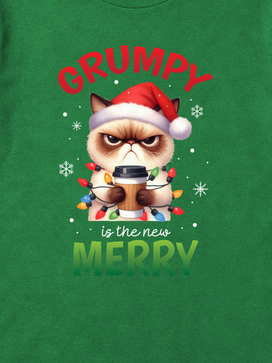 Tricou de Crăciun Merry Grumpy - Bottle Green - detaliu grafică (mockup)